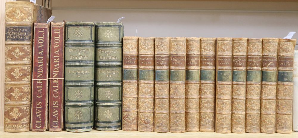 A collection of 18th and early 20th century bindings, including Broughams Works, 11 vols,